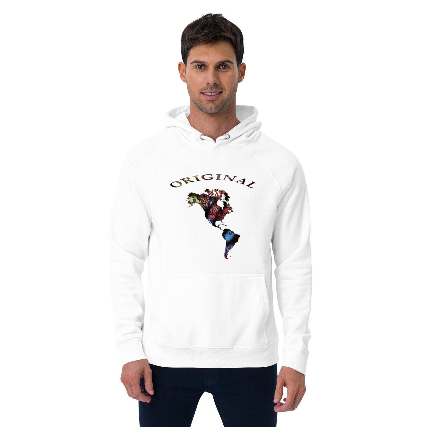 ONE ORIGINAL GEAR  Unisex eco raglan hoodie  White/ Multi Colors