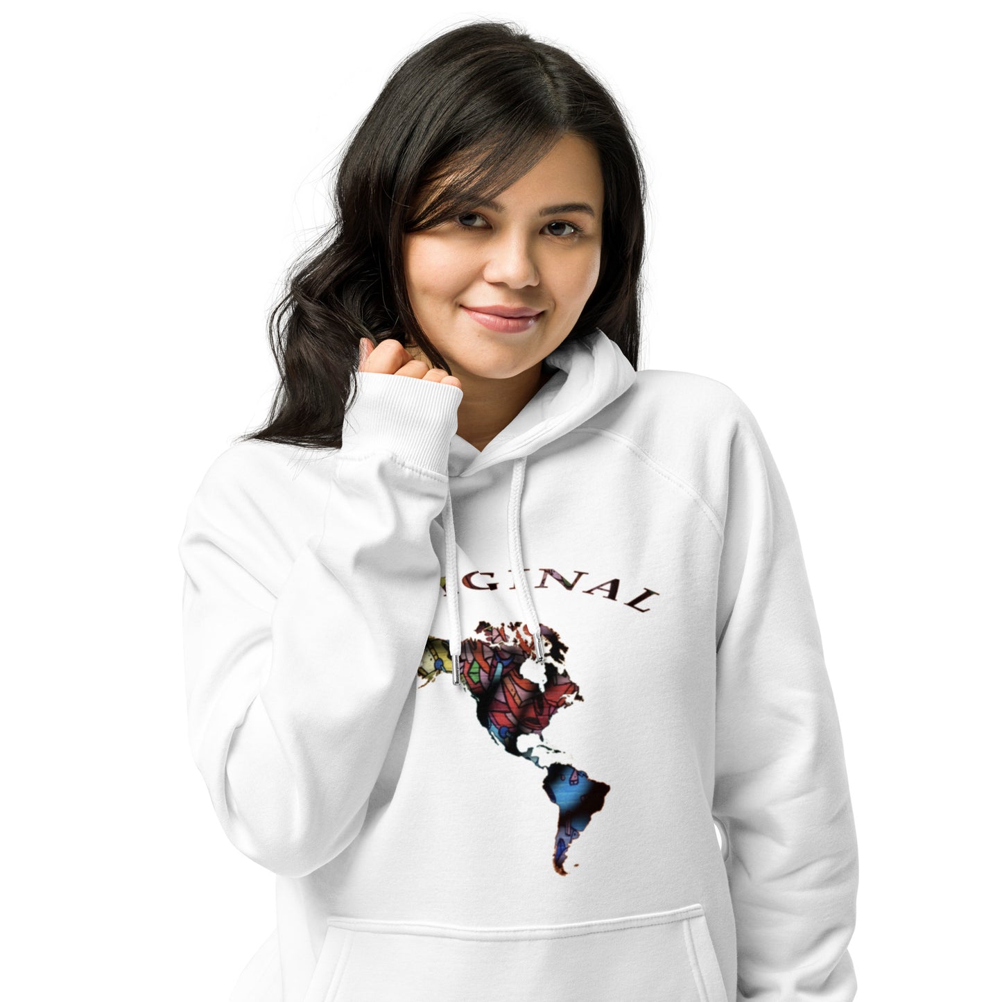 ONE ORIGINAL GEAR  Unisex eco raglan hoodie  White/ Multi Colors