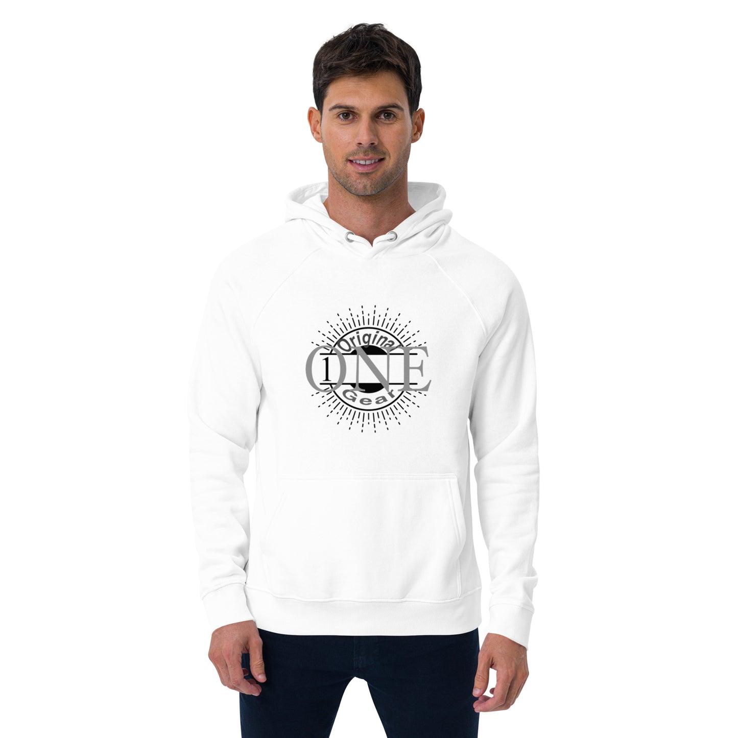 ONE ORIGINAL WEAR  Unisex eco raglan hoodie  White/ Black