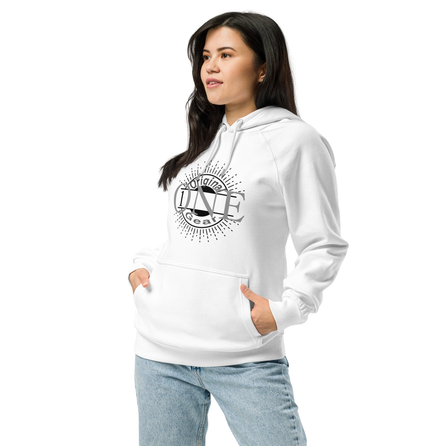 ONE ORIGINAL WEAR  Unisex eco raglan hoodie  White/ Black