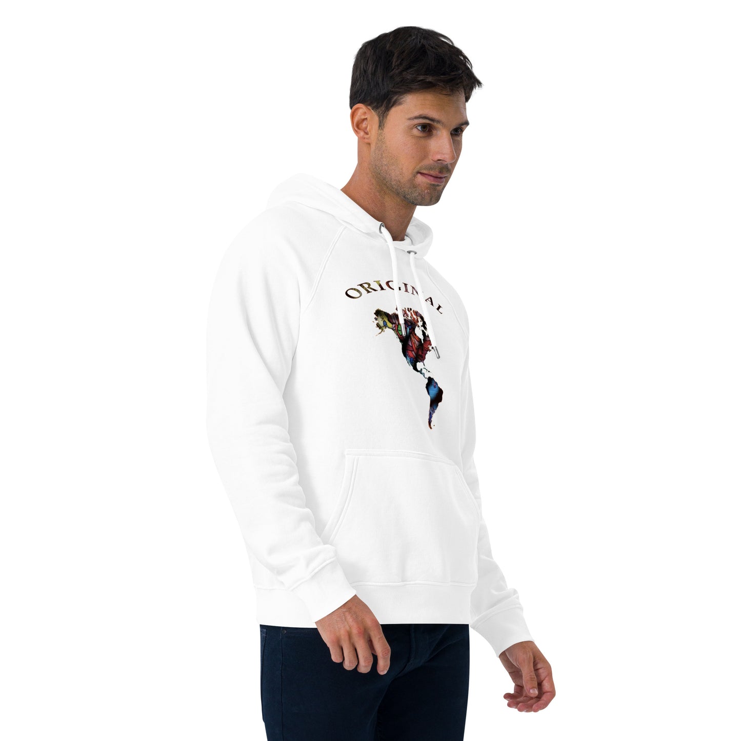 ONE ORIGINAL GEAR  Unisex eco raglan hoodie  White/ Multi Colors