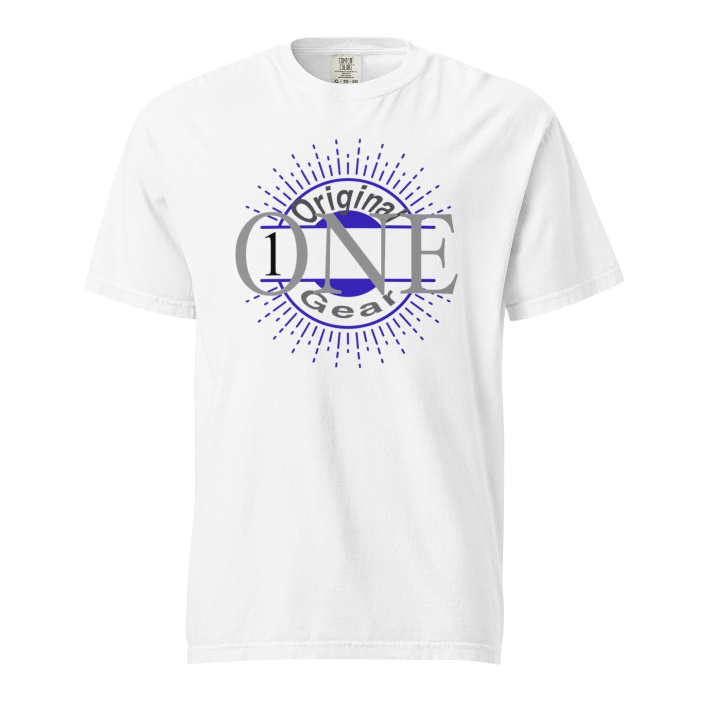 ONE ORIGINAL GEAR  heavyweight t-shirt   White/ Purple & Blue
