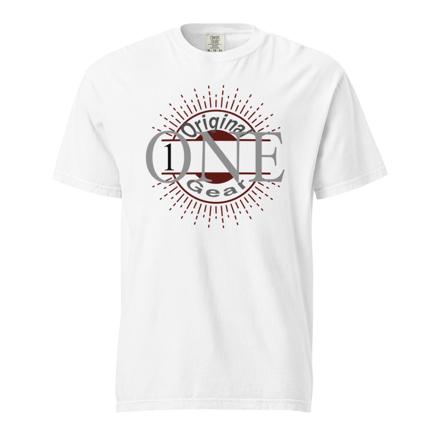 ONE ORIGINAL GEAR  heavyweight t-shirt  White/  Burgundy