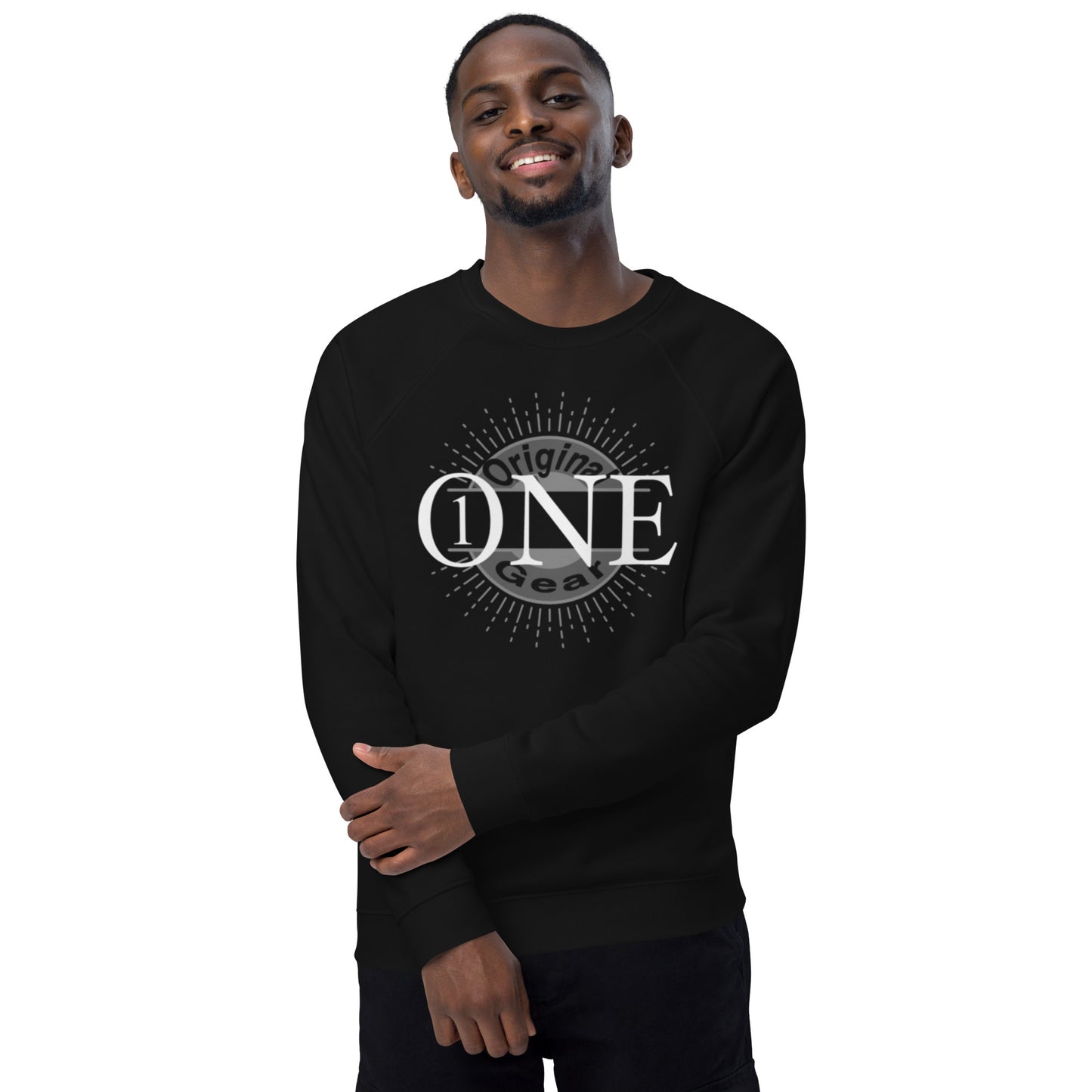 ONE ORIGINAL GEAR  Unisex organic raglan sweatshirt  Black