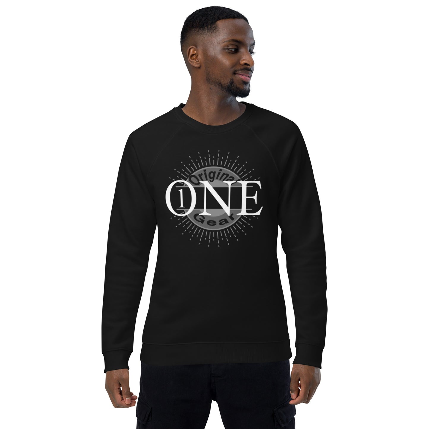 ONE ORIGINAL GEAR  Unisex organic raglan sweatshirt  Black