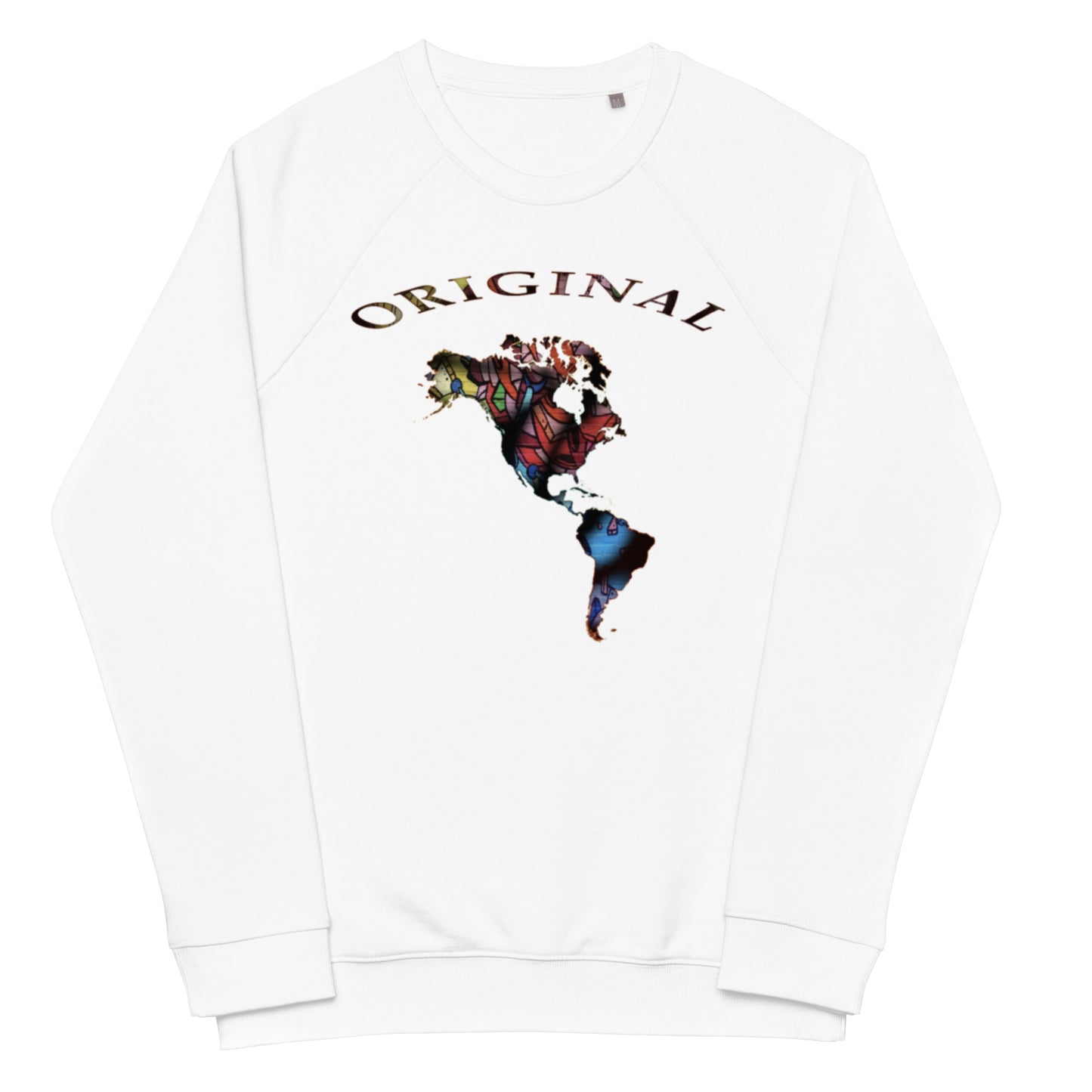 ONE ORIGINAL GEAR  Unisex organic raglan sweatshirt   White/ Multi Colors