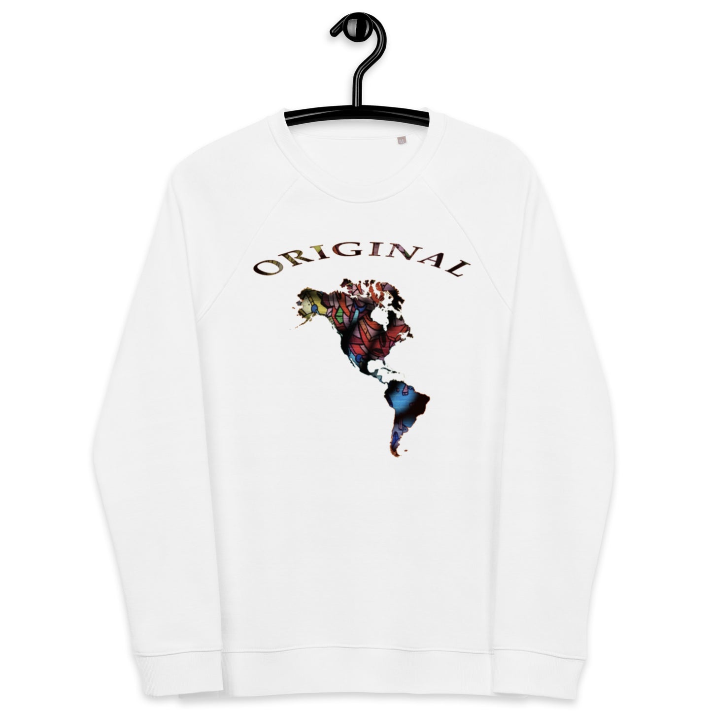 ONE ORIGINAL GEAR  Unisex organic raglan sweatshirt   White/ Multi Colors