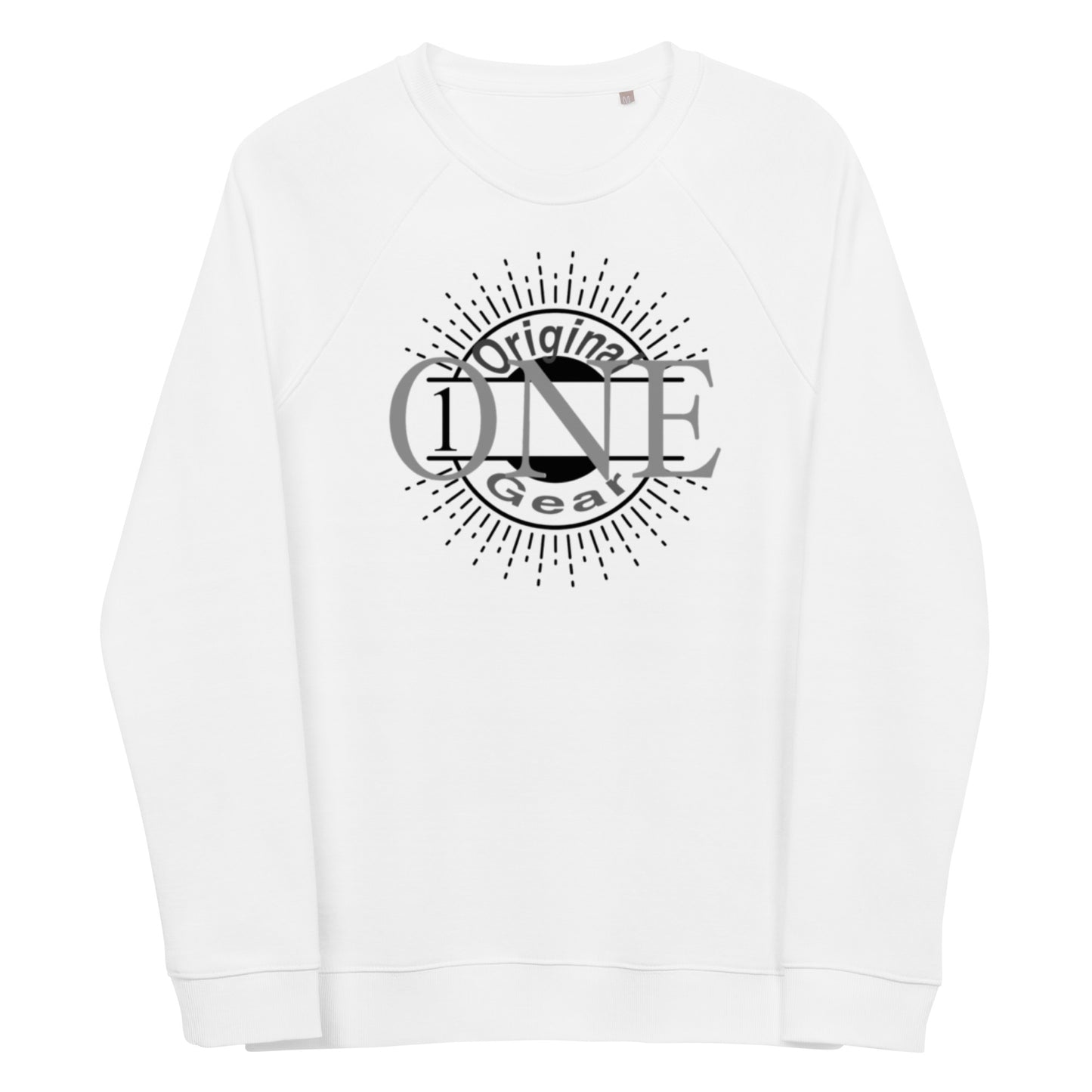ONE ORIGINAL GEAR  Unisex organic raglan sweatshirt  White/ Black