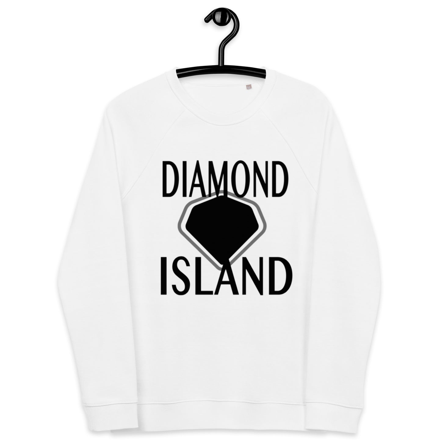 DIAMOND ISLAND  Unisex organic raglan sweatshirt White/Black