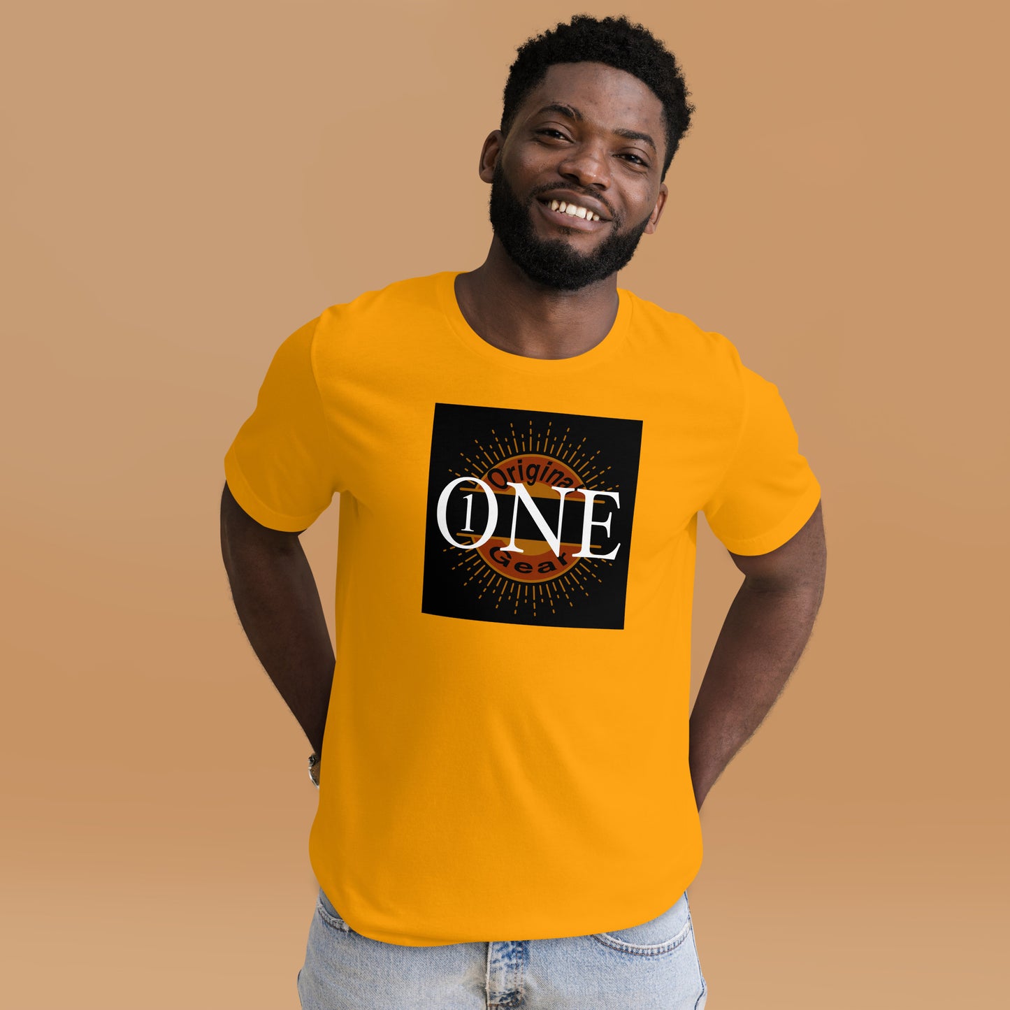 ONE ORIGINAL GEAR  Unisex t-shirt  Black/ Orange;  Burnt Orange;  Gold;  Mustard