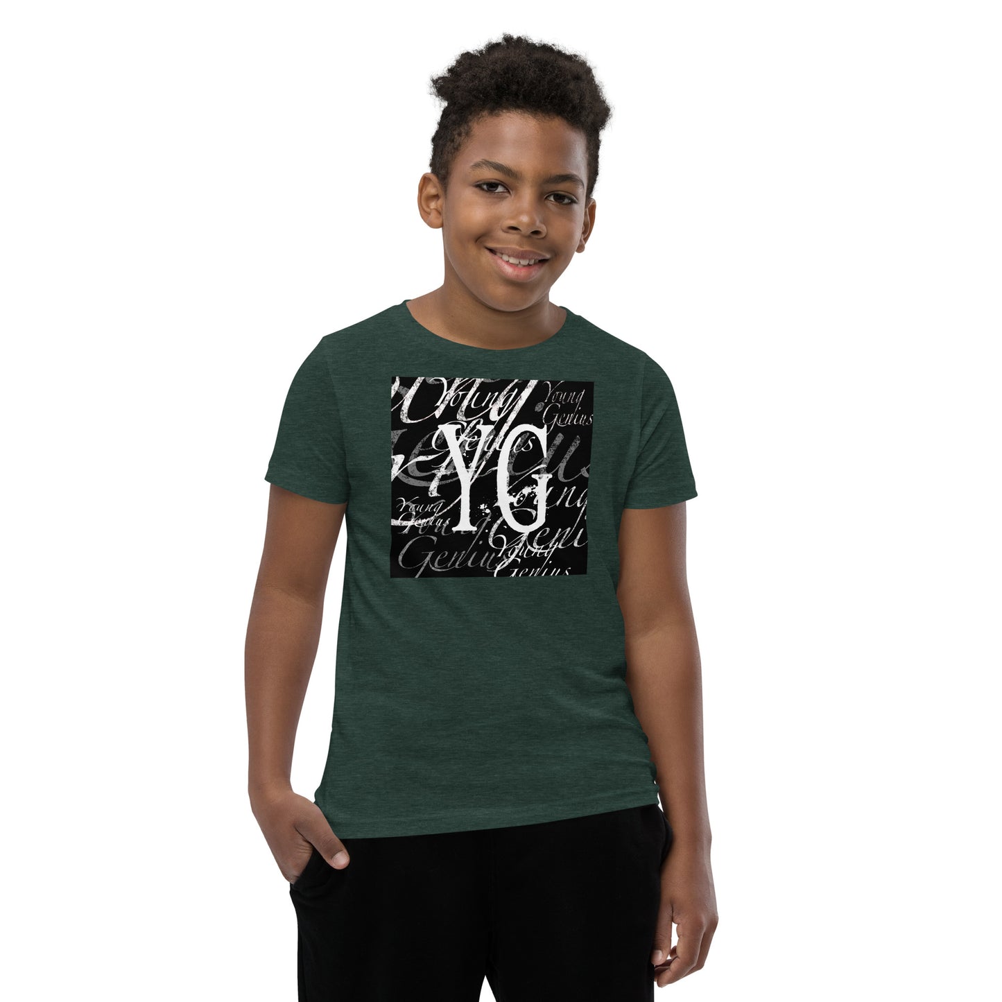 YOUNG GENIUS GEAR REPEAT  Youth Short Sleeve T-Shirt  Black/ Navy/ Red/ Dark Grey/ Royal Blue/ Berry/ Heather Forest/ Kelly/ Heather Blue/ Athletic Heather/ White