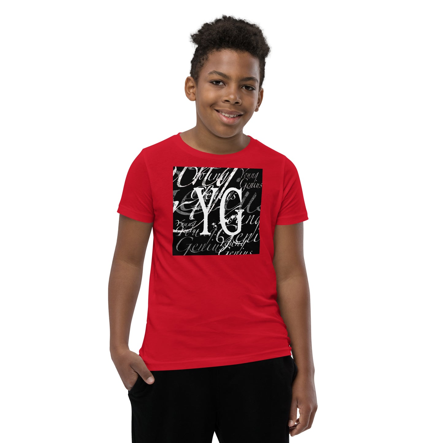YOUNG GENIUS GEAR REPEAT  Youth Short Sleeve T-Shirt  Black/ Navy/ Red/ Dark Grey/ Royal Blue/ Berry/ Heather Forest/ Kelly/ Heather Blue/ Athletic Heather/ White