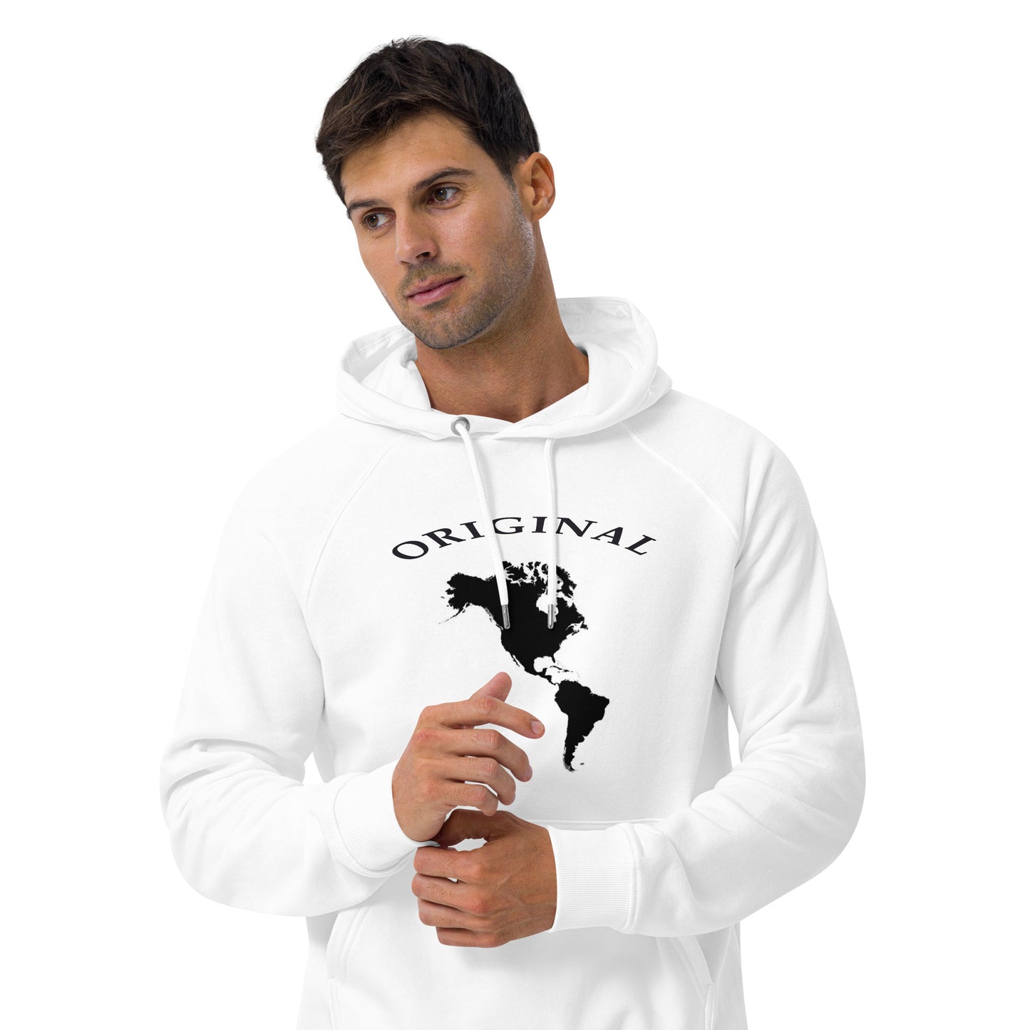 ONE ORIGINAL GEAR Unisex eco raglan hoodie  White/ Black