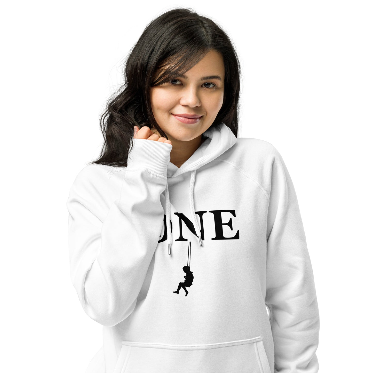 ONE ORIGINAL GEAR SWINGER  Unisex eco raglan hoodie   White/Black
