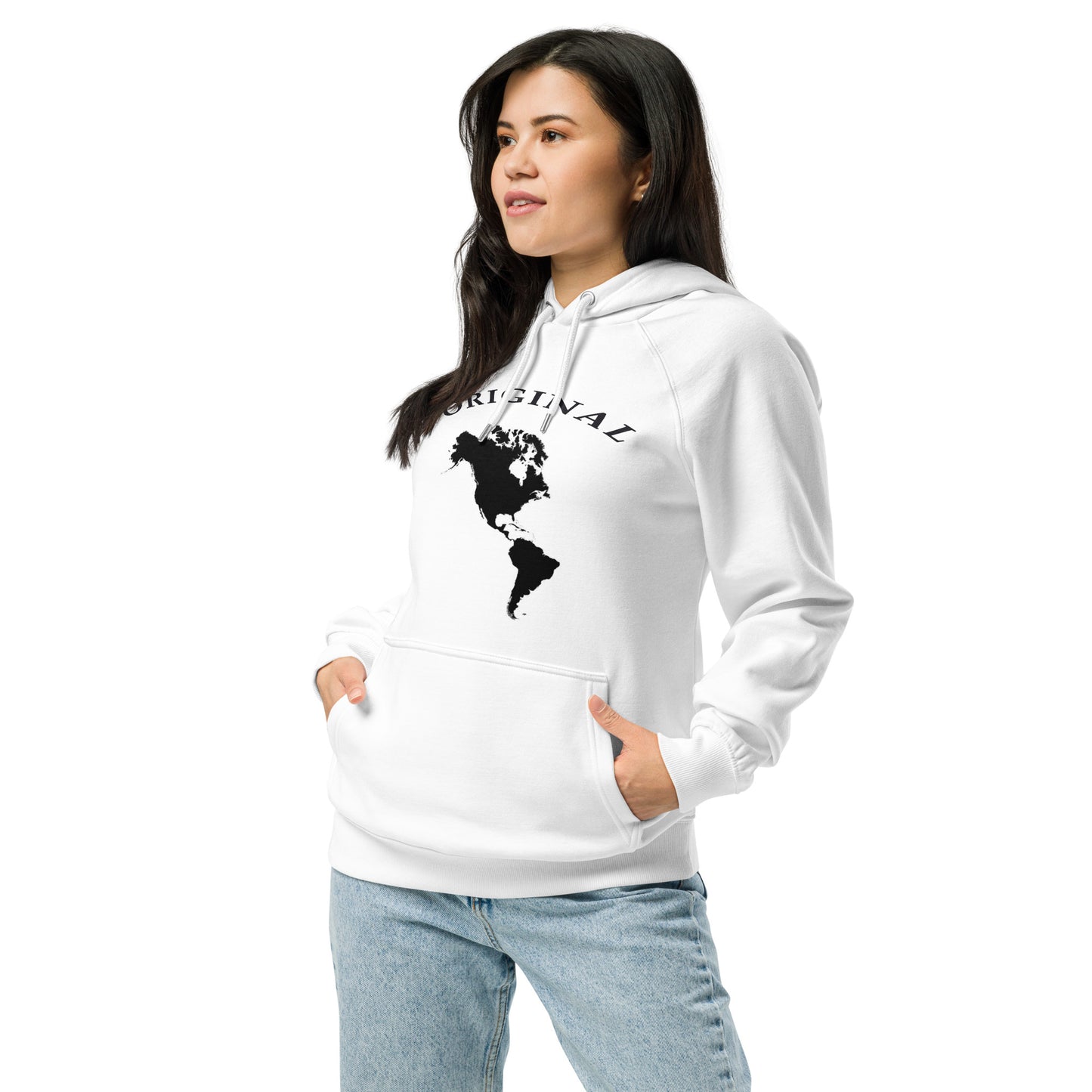 ONE ORIGINAL GEAR Unisex eco raglan hoodie  White/ Black