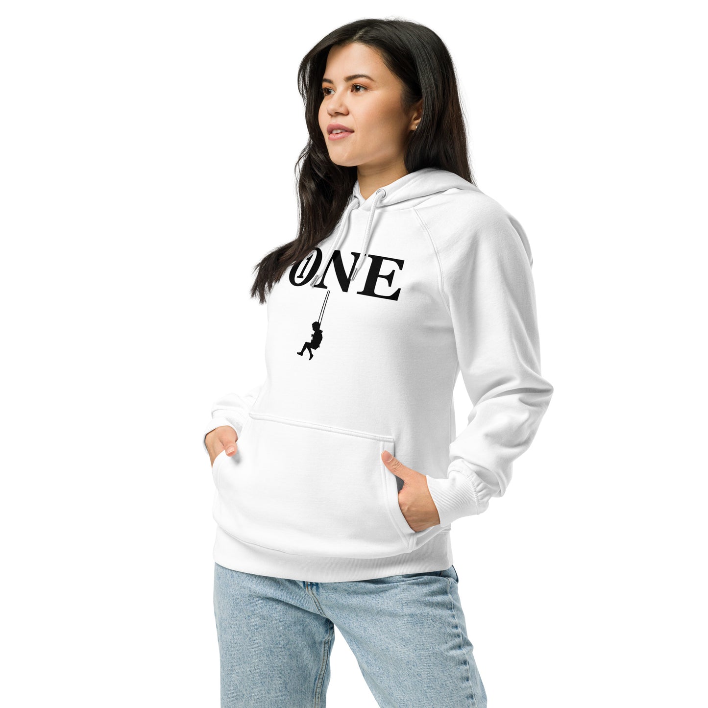 ONE ORIGINAL GEAR SWINGER  Unisex eco raglan hoodie   White/Black
