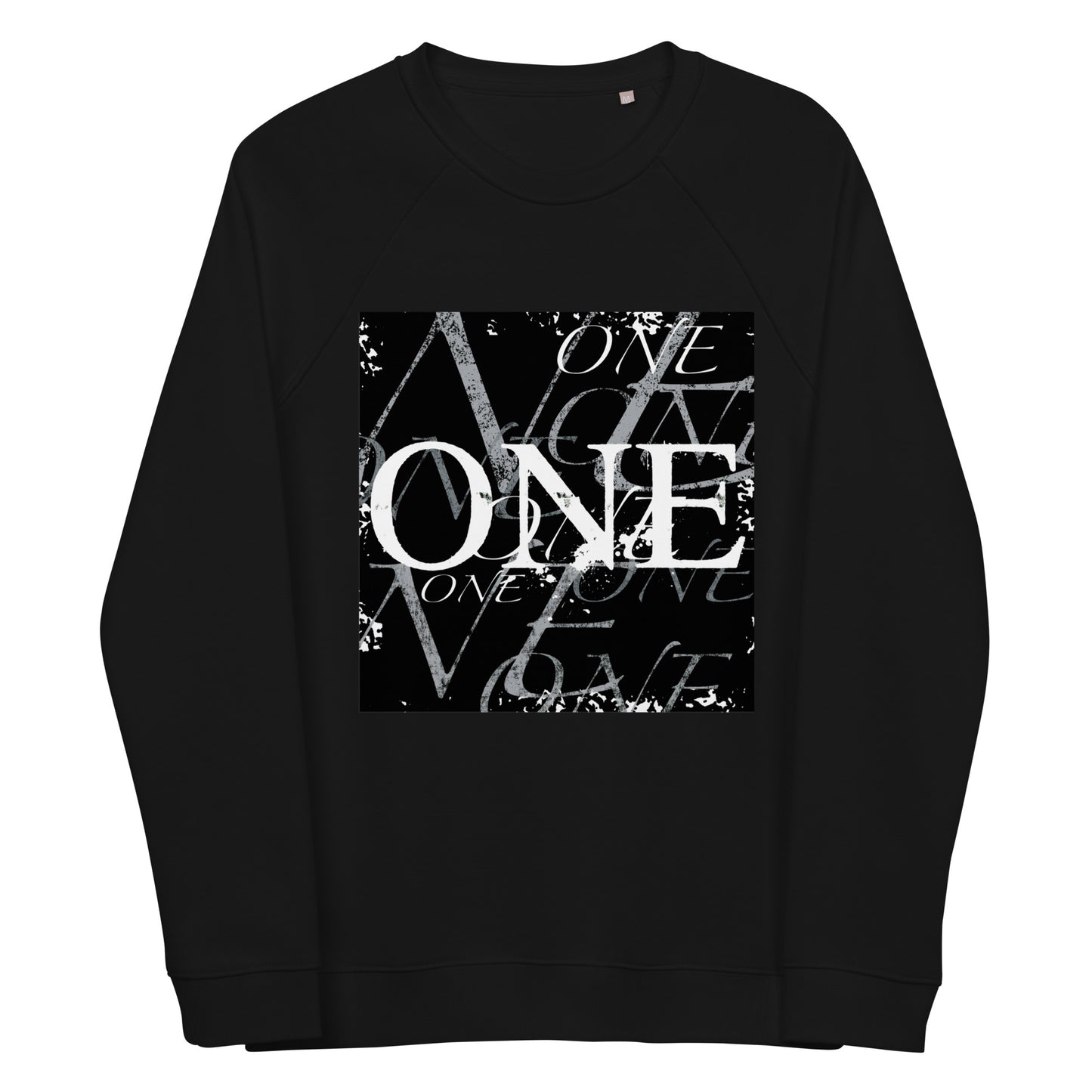 ONE ORIGINAL GEAR REPEAT Unisex organic raglan sweatshirt  Black