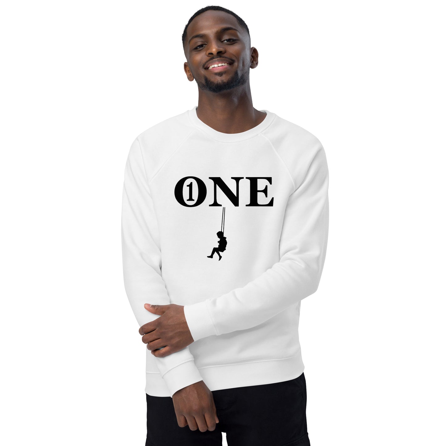 ONE ORIGINAL GEAR SWINGER  Unisex organic raglan sweatshirt  White/ Black