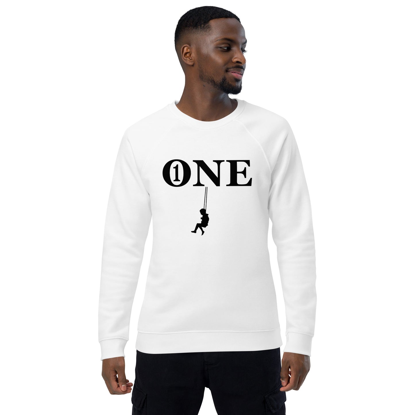 ONE ORIGINAL GEAR SWINGER  Unisex organic raglan sweatshirt  White/ Black