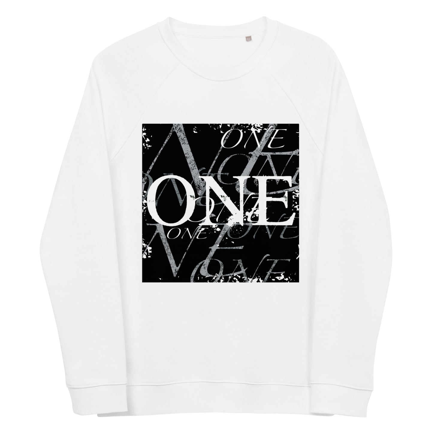 ONE ORIGINAL GEAR REPEAT Unisex organic raglan sweatshirt  Black