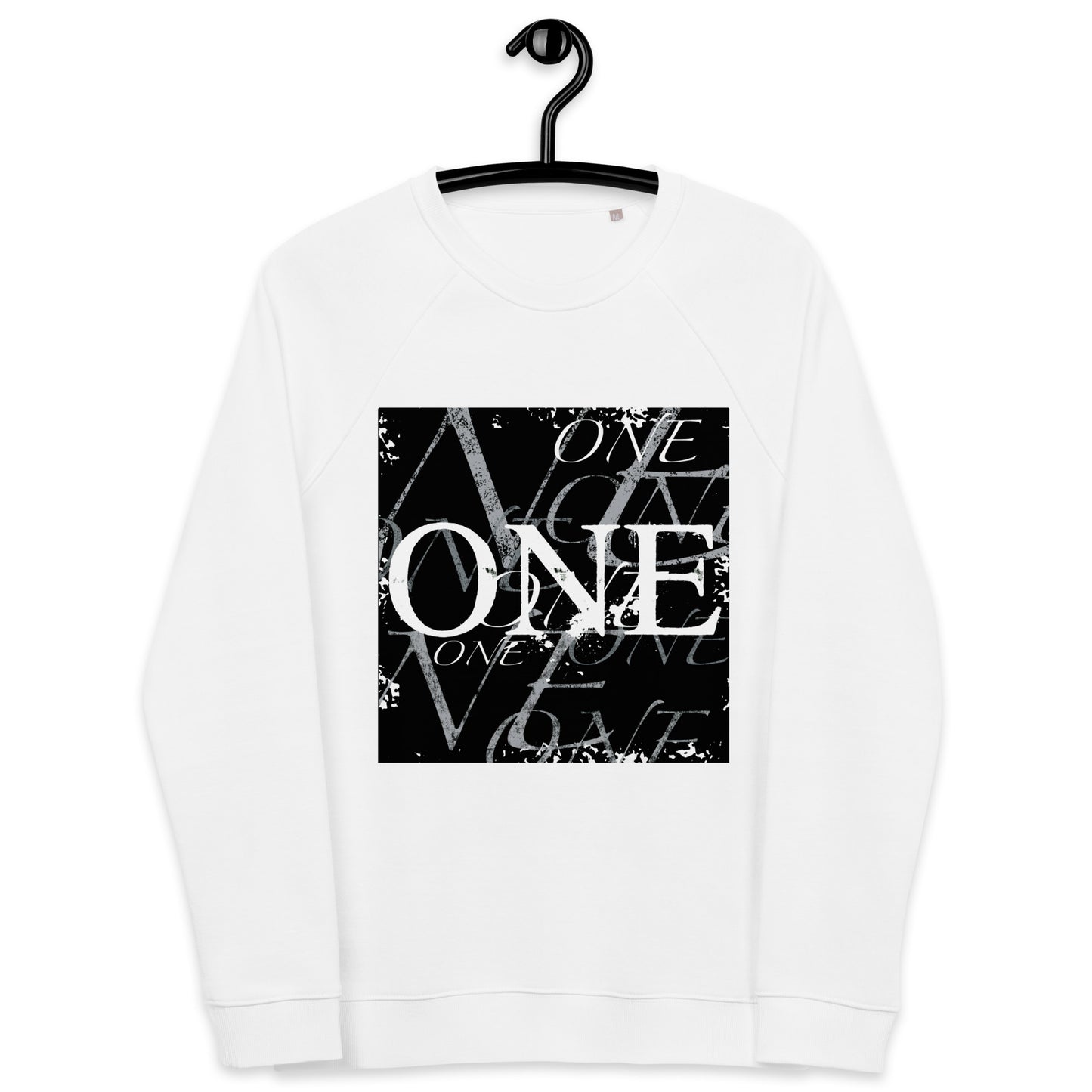 ONE ORIGINAL GEAR REPEAT Unisex organic raglan sweatshirt  Black